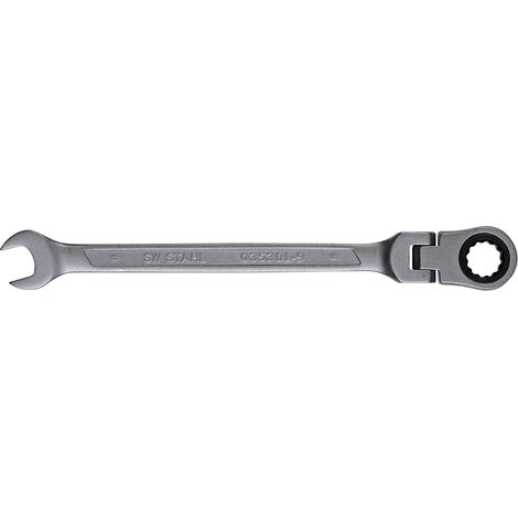 SW-Stahl 03530L-9 Gabelringratschenschlüssel 9 mm I Ringschlüssel mit Gelenk I 72 Zähne I Maulschlüssel mit Ringratsche I Ringratschenmaulschlüssel SW 9