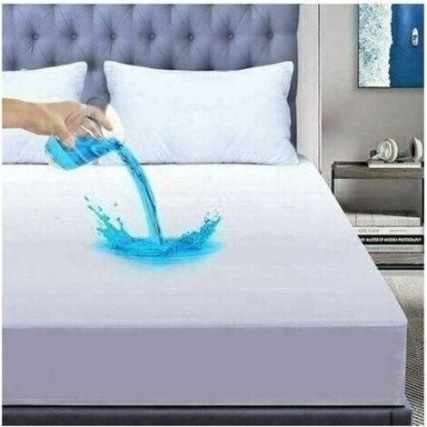 Protège-matelas 200x200 cm imperméable – Alèse en bambou hypoallergénique – Anti-acariens et antibactérien – Jupe extensible jusqu'à 30 cm (1/5)