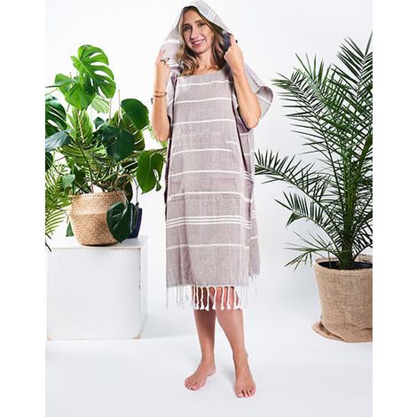 Poncho de hammam para mujer, color beige, 100% algodón natural Yeye (1/4)