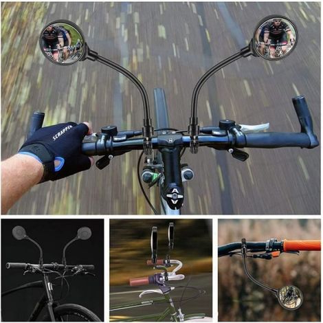 Rétroviseur pour Vélo,Miroirs de Vélo Large Miroir Convexe 360° Réglable Vue Arrière,pour Moto Vélo de Montagne Bicyclette,2pcs (1/4)