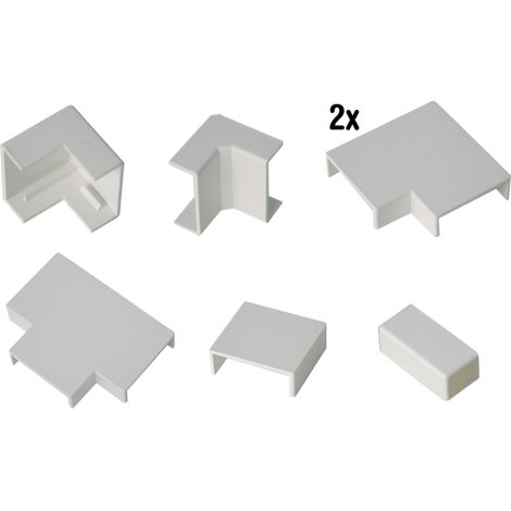 Accesorios canaleta 16x10mm (1 angulo exterior + 1 angulo interior + 2 angulos planos + 1 derivacion en T + 1 union)