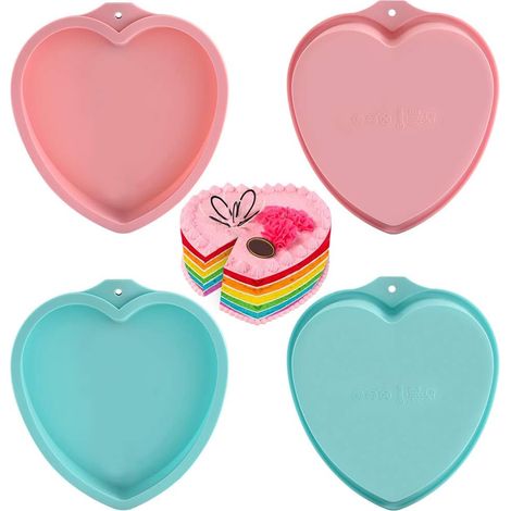 Moule A Gateau - Moule En Silicone Forme De Coeur 20 Cm - Pour Gateaux Et Pizzas - Lot De 4 (1/5)