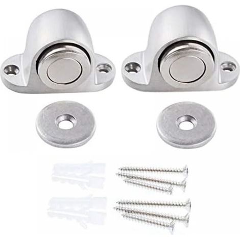 (2 PCS) Magnetic Door Stop Stainless Steel Door Stops with Mounted Screws Use for Home, School or Office, Silver (1/5)