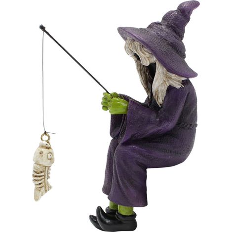 Statue de pêche sorcière en résine, sculpture de jardin microscopique faite à la main, décoration festive (1/5)