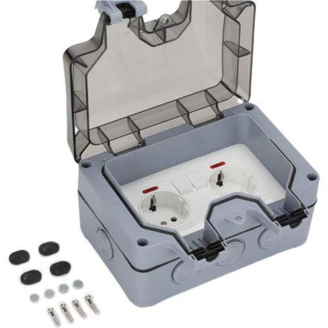 Waterproof Socket Double Outdoor Electrical Socket IP66 Waterproof Wall Socket 16A (1/5)