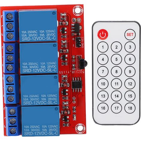 Module relais de réception 4 canaux, émetteur-récepteur infrarouge 4CH, ensemble de commande et de contrôle 12 V (1/5)