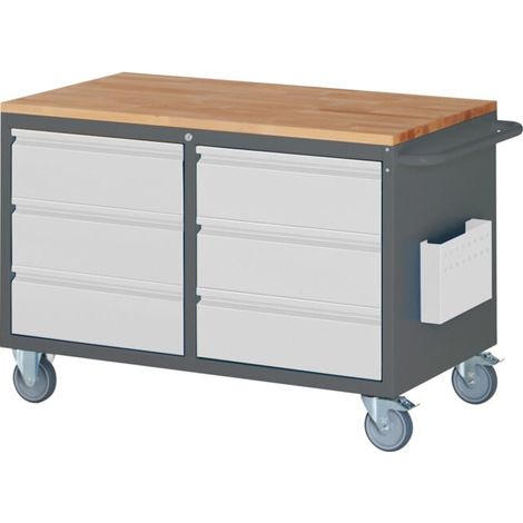 Armoire roulante STIER avec 6 tiroirs, lxPxH 1 145x650x795 mm (1/5)