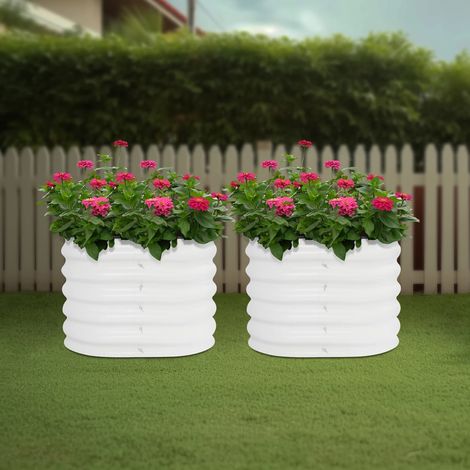 Set mit 2 runden Hochbeeten, Hochbeet-Set für den Außenbereich, ideal für Balkon oder Garten, perfekt für Gemüse, Pflanzen und Obst.