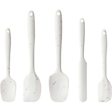 Ensemble 5 spatules silicone alimentaire résistantes chaleur antiadhésives compatibles lave-vaisselle sans BPA pâtisserie cuisine couleurs vives (1/5)