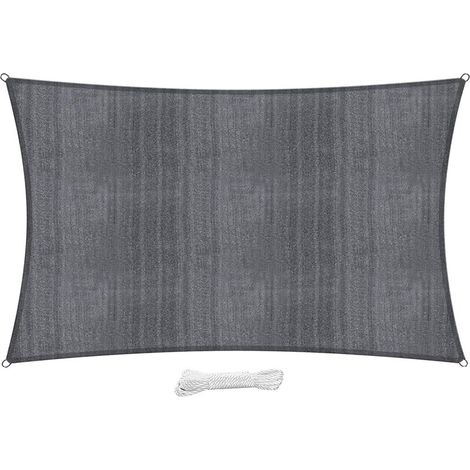 Voile d'Ombrage Rectangulaire, Voile d'Ombrage Toile d Ombrage HDPE Rectangulaire 3x4M Rayons UV Résistante Aéré Voile Ombrage Rayons UV pour Jardin Terrasse Camping -Gris Foncé
