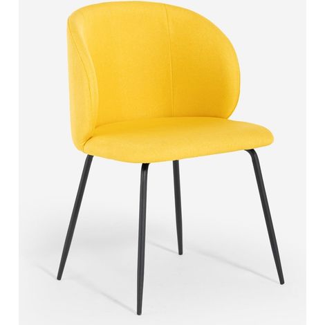 Silla elegante tapizada en tela para cocina y comedor Kasva - Amarillo
