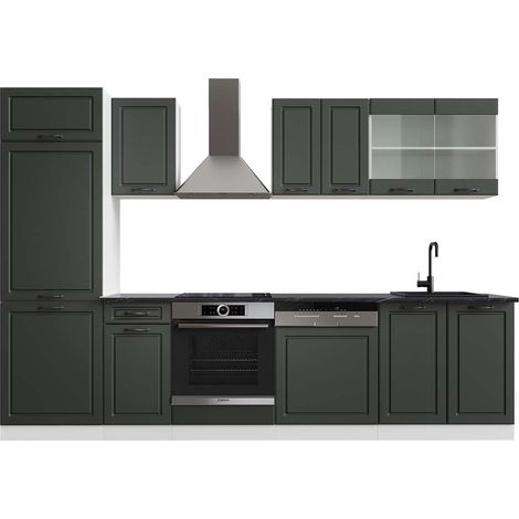 Cuisine R-Line, Anthracite maison de campagne/blanc, 300 cm , PT Anthracite, Vicco