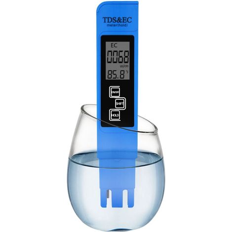 Stylo Testeur Qualité Eau Haute Précision Trois en Un Ph Ec Tds En Ligne Bleu (1/4)