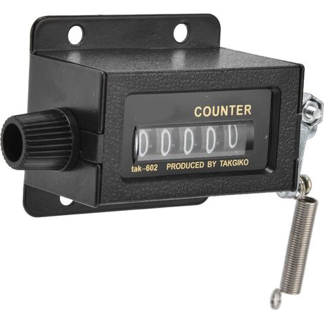 Compteur Mécanique Réinitialisable 5 Chiffres avec Miroir en Verre, Noir, ABS et Alliage d'Aluminium, 80 x 33 mm, pour Sports et Comptage Machines (1/5)