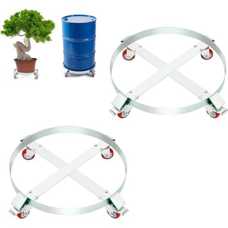 VEVOR Portabidones 250 L 2 PCS Carro Portabidones Capacidad de Carga de 454 kg Plataforma Rodante Base de Acero Herramienta Rodante 4 Ruedas Giratorias para Manipulación de Bidones Almacenes Fábricas
