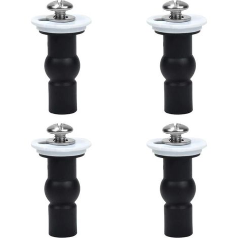 Raccords de siège de toilette, Lot de 4 charnières de siège de toilette Vis Fixations de siège de toilette Écrous supérieurs en caoutchouc expansibles Vis (1/5)