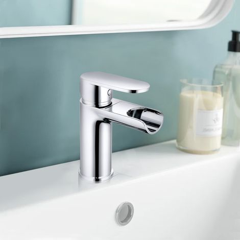 Aquariss Waterfall Bathroom Basin Tap Sink Mixer Faucet Chrome Semi Open (1/5)