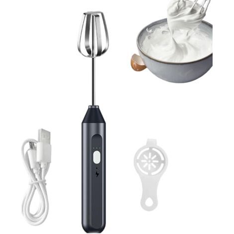 QORVA-Batteur à oeufs électrique avec batteurs à deux fils Batteur à aliments Fouet à 3 vitesses Mélangeur à main sans fil vertical avec séparateur d'oeufs pour la cuisson de crème aux oeufs de gâte(n (1/4)