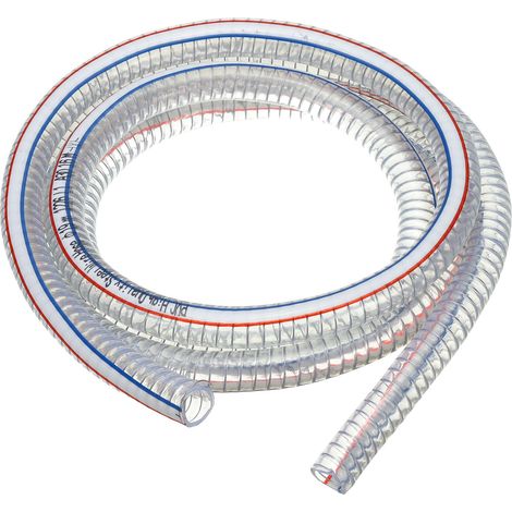 3/4" / 19mm ID Tuyau Renforcé Avec Fil 3 Mètres, Tuyau D'Aspiration En PVC Vinyle Résistant Aux Produits Chimiques Avec Spirale En Fil D'Acier, Transparent (1/5)