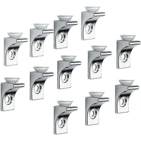 Support pour étagère en verre, lot de 12, en alliage de zinc, fixation par clip à droite avec ventouse. - AquaForge (1/5)