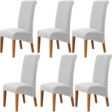 Housse de Chaise XL Salle à Manger 6 pieces Extensible Couverture de Chaises Dossier Haut Amovible et Lavable Housses de Chaises,D (1/5)