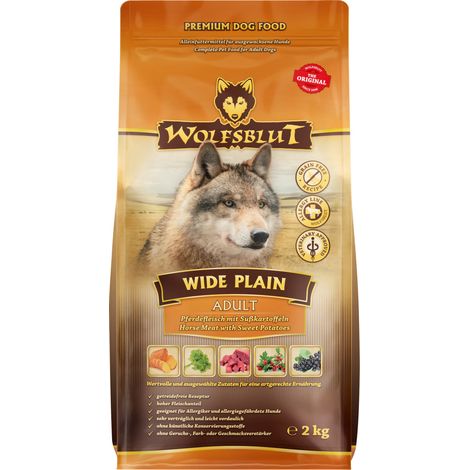 Wolfsblut Wide Plain Hundetrockenfutter Adult getreidefrei 2 kg Pferd Trockenfutter