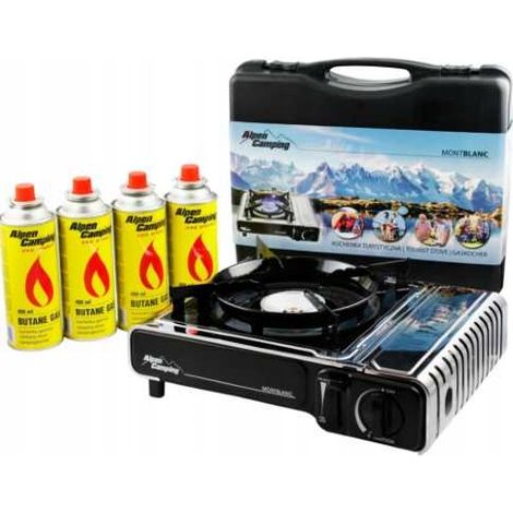 Stufa a gas piezo ACCIAIO INOX 2200W MONT BLANC ALPEN Piezo Camping Terrasse Chantier
