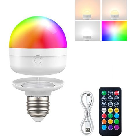 AUTRUCKER Ampoule rechargeable avec télécommande - Ampoule LED E27 7W 450LM,15 couleurs, 3 modes de minuterie, capacité de 2500mAh, ampoule magnétique (1/5)