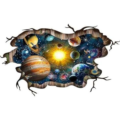 3D Brisé Bleu Cosmique GalaxieDécalcomanies murales, Magique Milky Voie lactée Extérieur l'espace Stickers muraux, Étoiles et solaire Système solaire Papier peint pour Enfants Garçons Plancher (1/5)