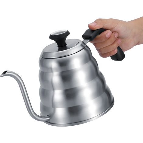 Cafetière/théière en acier inoxydable avec bec verseur à col de cygne et thermomètre intégré, 1,2 L (1/5)