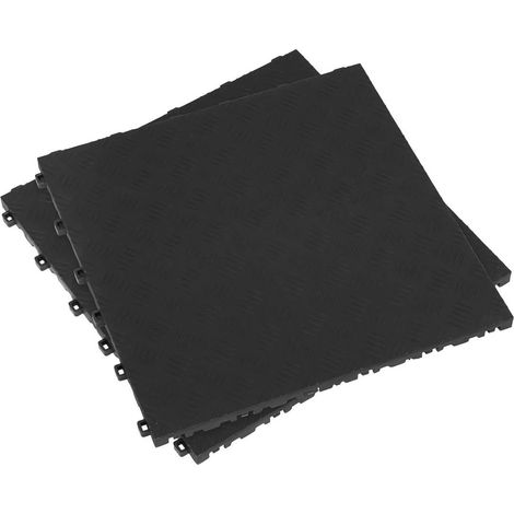 FT3B Lot de 9 dalles de sol en polypropylène Noir 400 x 400 mm (1/3)