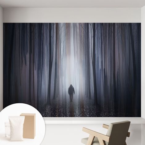 Papier peint intissé mural installation rapide du papier peint durable et résistante - Colle incluse gratuite Silence de la forêt 152x104 cm (1/5)