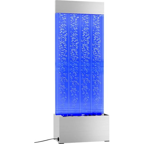 Vidaxl – Colonne à bulles 110 cm en acier inoxydable et acrylique – Lumières LED RVB avec télécommande – Fontaine de jardin décorative
