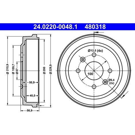 Tambour de frein ATE 24.0220-0048.1 CHEVROLET 96470999