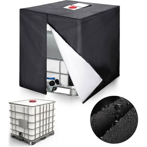 1 Bâche réservoir IBC 1000L, Tissu Oxford 420D, Imperméable anti-UV avec fermeture éclair, Protection extérieur (1/5)