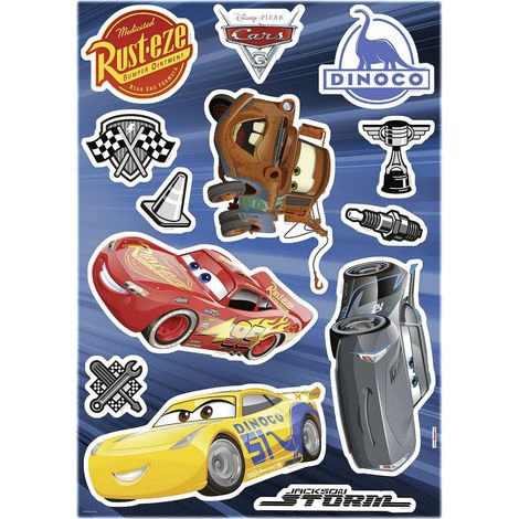 Stickers Fênêtre Disney Cars 3 Flash Mc Queen, Jackson Storm, Cruz Ramirez et Hook 31x31cm (1/3)