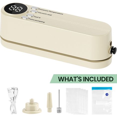 Machine à sceller sous vide,Machine à sceller les aliments rechargeable 3 en 1,mini scelleuse de sac,Machine à sceller sous vide à main avec 5 sacs de mise sous vide,pour la conservation des aliment (1/5)