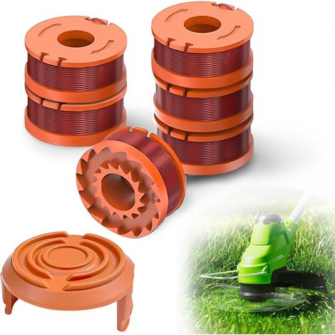 6 bobines de fil de coupe-bordures avec 1 couvercle de bobine, compatibles avec toutes les débroussailleuses Worx 20V. (1/5)