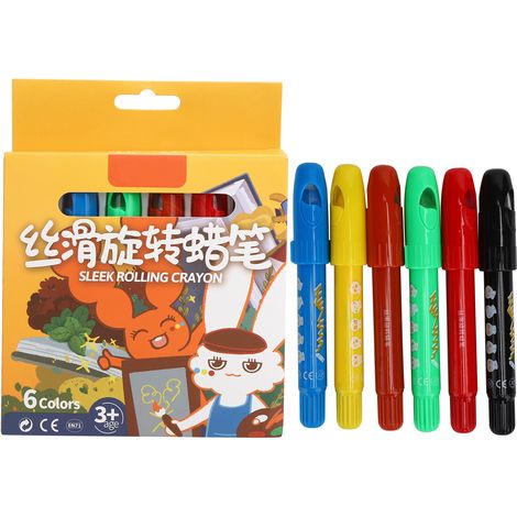 Rotating Crayons Wax Colorful Washable Children Graffiti Painting Drawing Tools6‑Color (1/5)