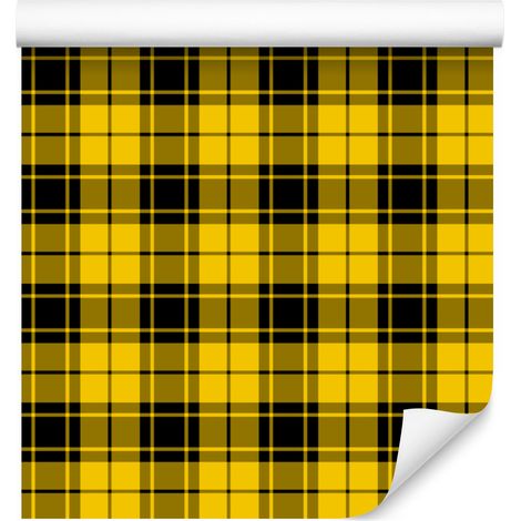 Papier peint à carreaux jaunes et noirs, fond jaune pour salon et chambre 50x1000 cm (1/5)
