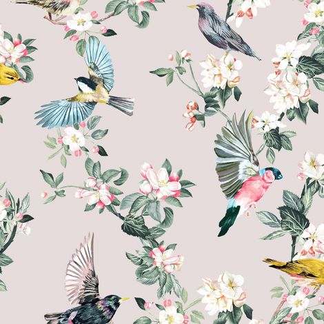 Joules Vliestapete Handford Garden Birds Antique Crème 10mx52cm
