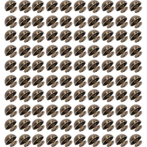 Lot de 100 rivets champignon à tête ronde de 10 mm, finition bronze, en alliage plaqué or, pour vêtements et chaussures punk. (1/5)
