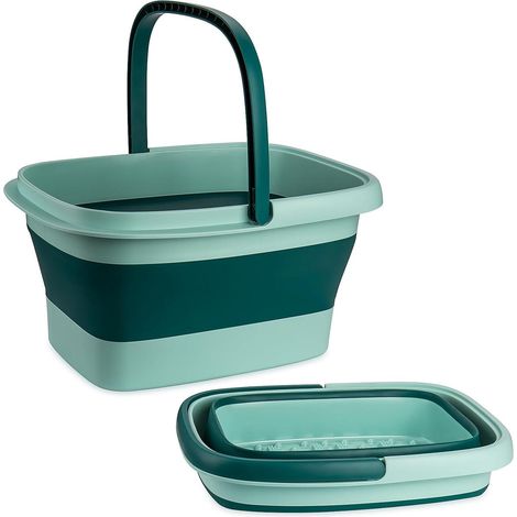 Foldable footbath, portable foot bath with handle - Massage function for relaxed feet (15 l, light green) (1/5)