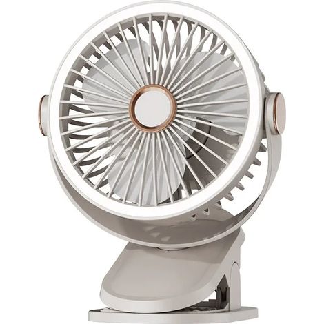 (Marron clair) Ventilateur turbine à pince 5 en 1, 5 réglages de vitesse, 3 niveaux d'intensité, avec veilleuse, flux d'air grand angle. (1/5)