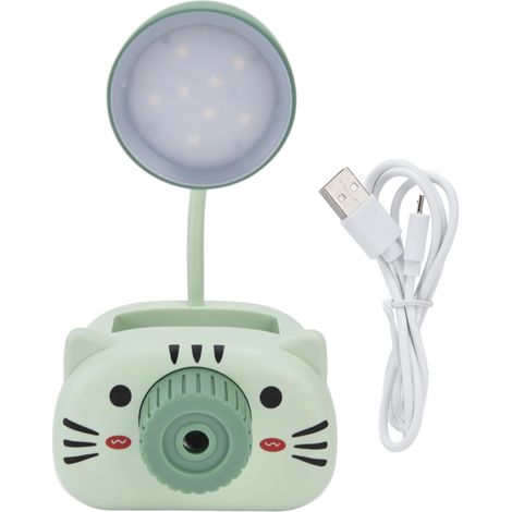 Lampe de Table LED Pliable avec Protection des Yeux, Porte-Stylo, Taille-Crayon et Chargeur USB - Vert