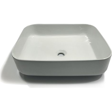 Ogomondo lavabo da appoggio rettangolare in ceramica bianco lucido (1/2)