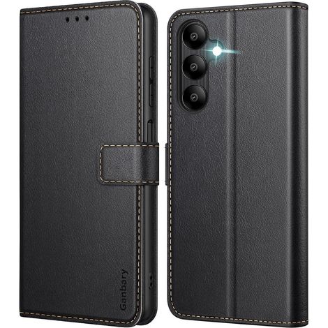 Samsung Galaxy A05s Leder Handyhülle Schwarz mit Kartenschlitzen (1/5)