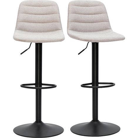 Sgabelli da bar regolabili in tessuto effetto velluto testurizzato beige e metallo (set di 2) SAURY