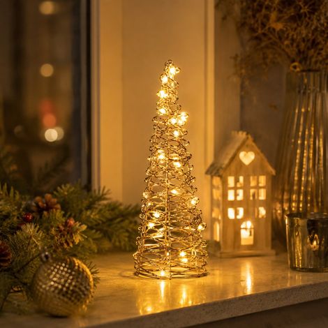 Ad Trend Albero di Natale Oro 20 LED H 40 Cm Luce calda (1/3)