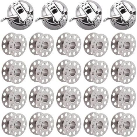 Metal bobbin case, 4-piece bobbin case set for sewing machines, 20 metal bobbins, compatible with Singer, Janome, Brother and common household sewing machines